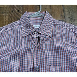 Ermenegildo Zegna Plaid Button-up  Shirt Men's Small Made in Italy 100% Cotton
